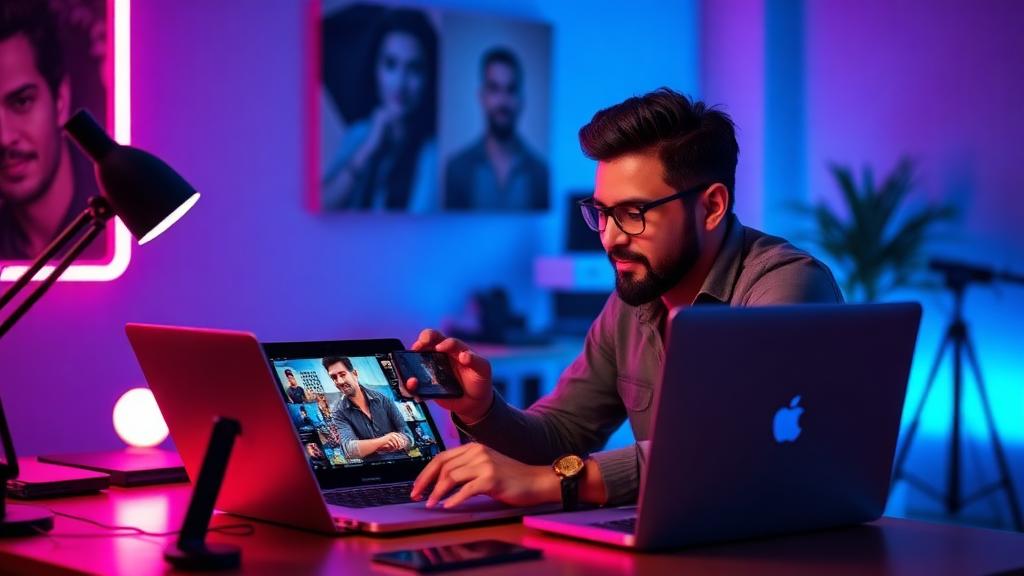 Motion designer adding brand colors, subtitles, and transitions to AI-generated video