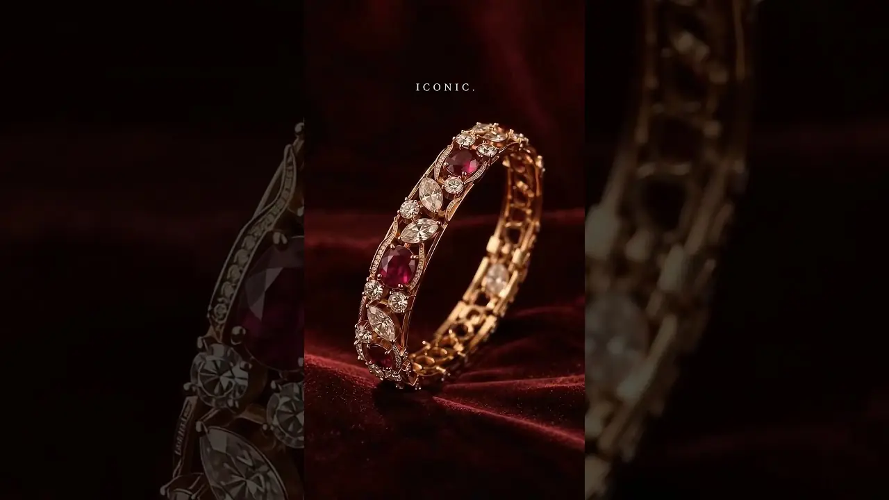 Ruby Gold Bracelet cinematic AI ad