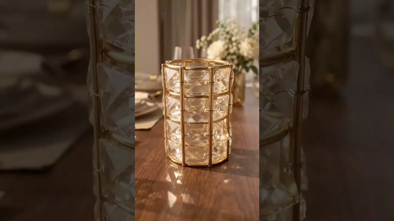 Golden elegance crystal home decor cinematic AI ad