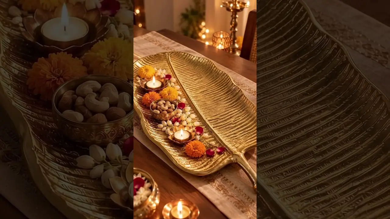 Golden leaf luxury home decor cinematic AI ad
