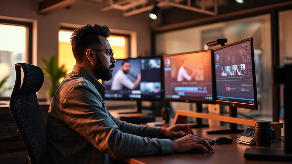 Video editor crafting hook-based script and visual storyboard for client reel