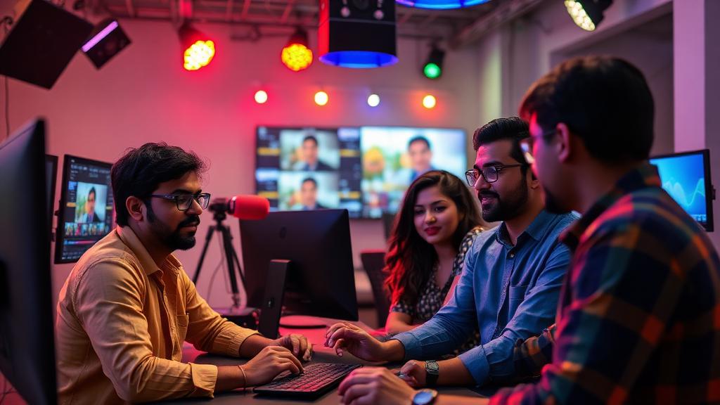 AI video generation pipeline creating visual assets and motion graphics