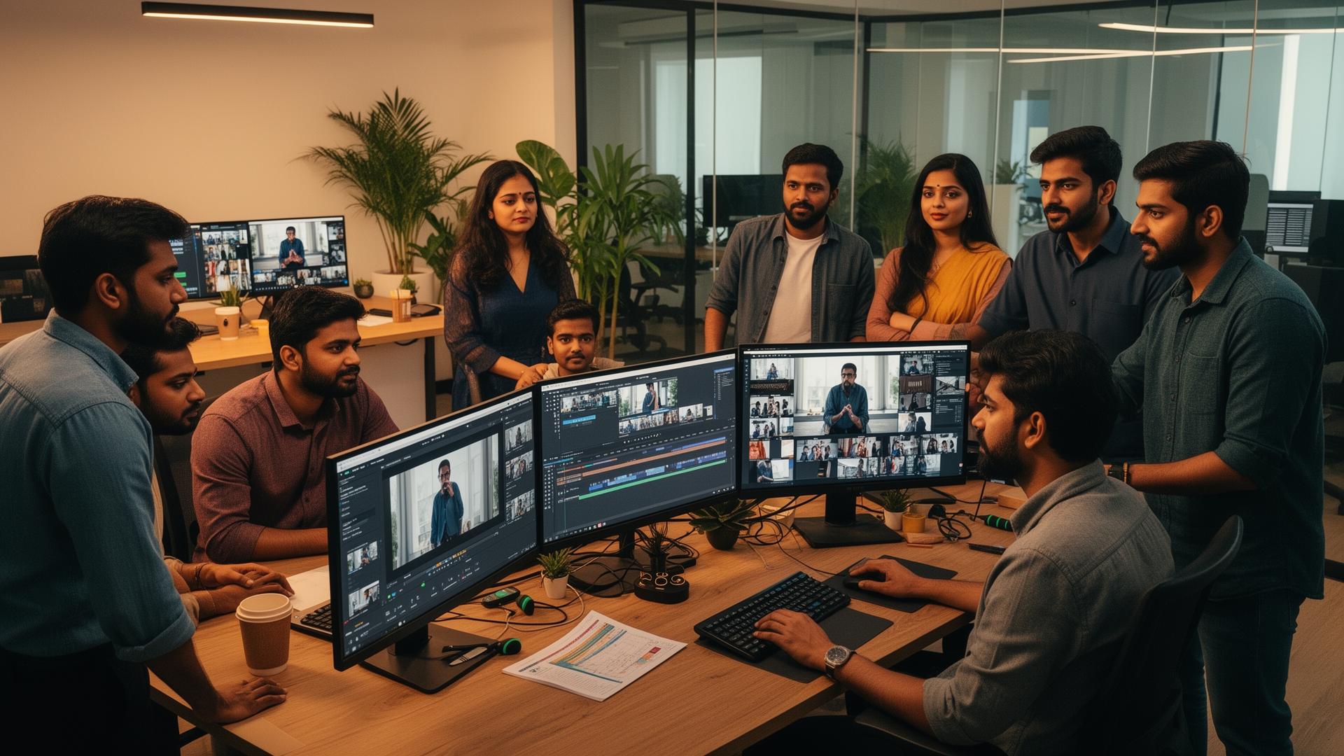 NNI Design Studio creative team collaborating on AI video production